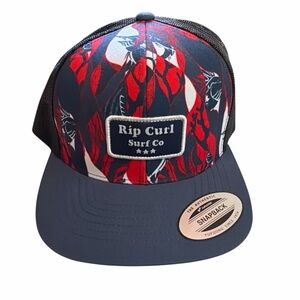 RIP CURL Trucker Snapback Hat Cap Blue Red White Mesh Back